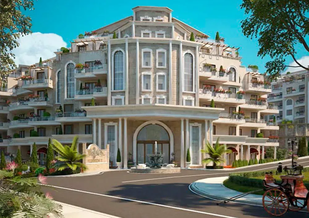 Außenansicht der Millenium Apartments in Sveti Vlas, Bulgarien