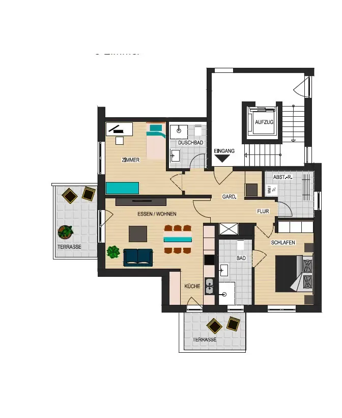 Grundriss Wohnung EG 20 — 3 Zimmer, 85,18 m²