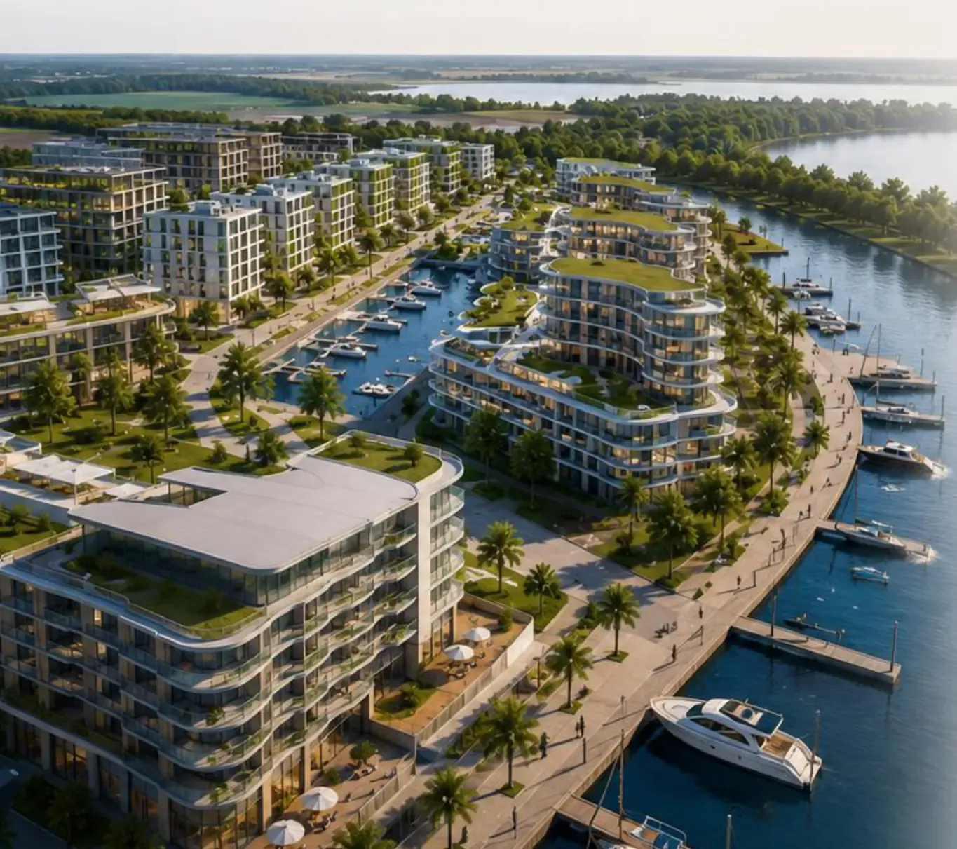 Florida am Rhein — Visualisierung von Marina und Hafenbecken