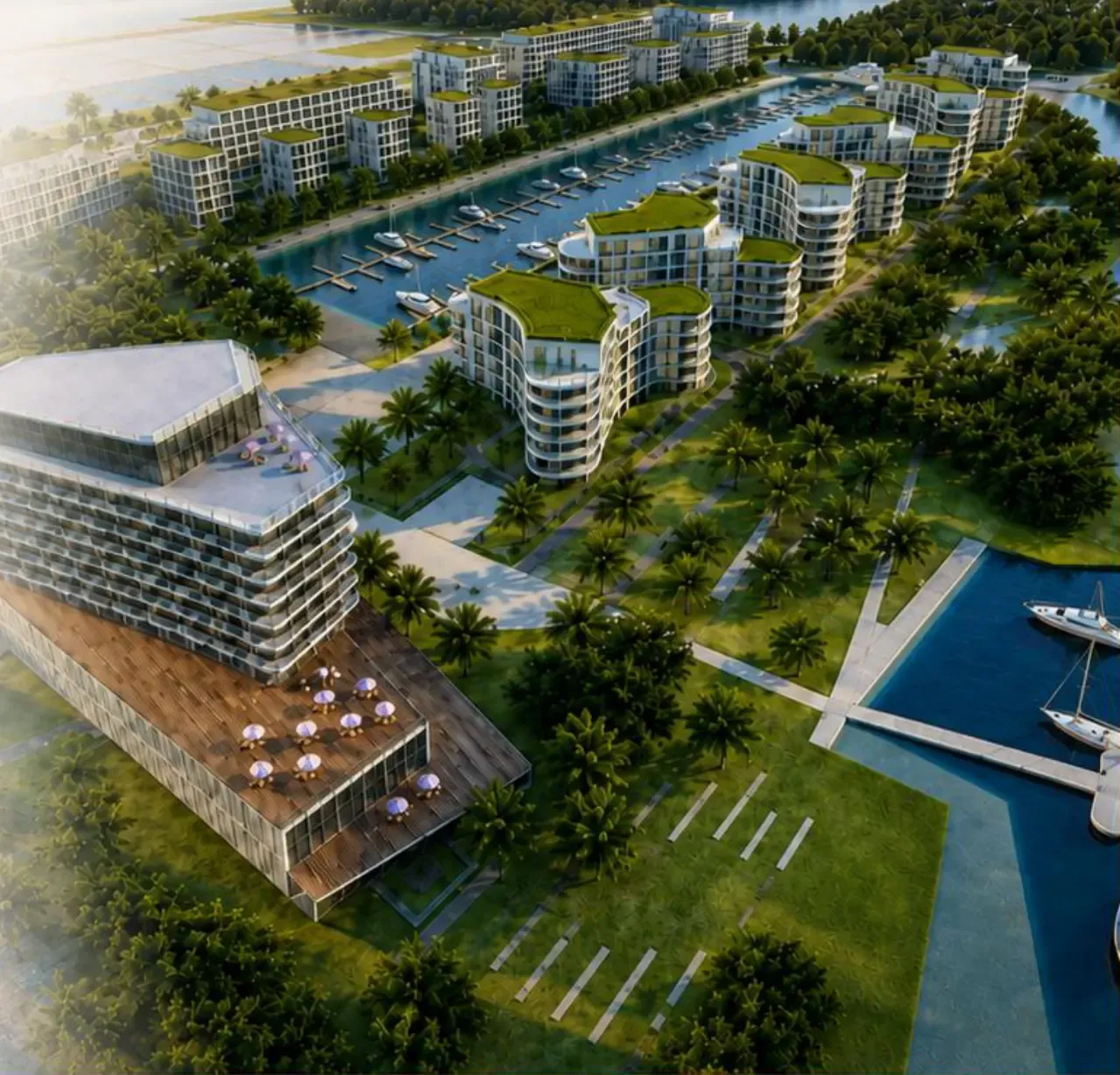 Florida am Rhein — Visualisierung des Quartiers aus der Luft