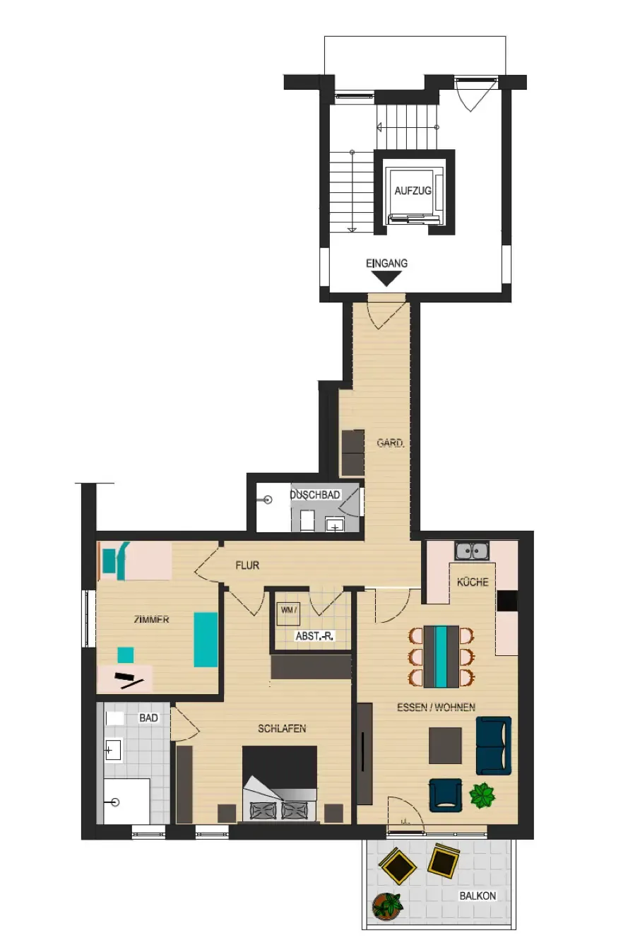 Grundriss Wohnung 01 · 06 · 11 — 3 Zimmer, 92,26 m²