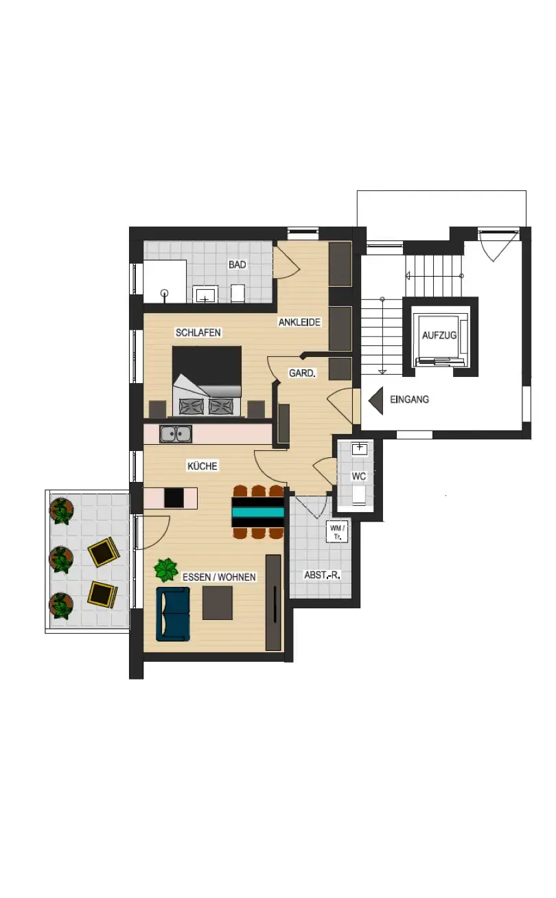 Grundriss Wohnung 02 · 07 · 12 — 2 Zimmer, 63,71 m²
