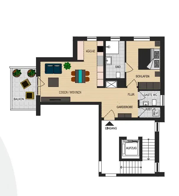 Grundriss Wohnung 21 · 24 — 2 Zimmer, 61,69 m²