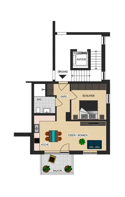 Grundriss Wohnung 23 · 26 — 2 Zimmer, 52,79 m²